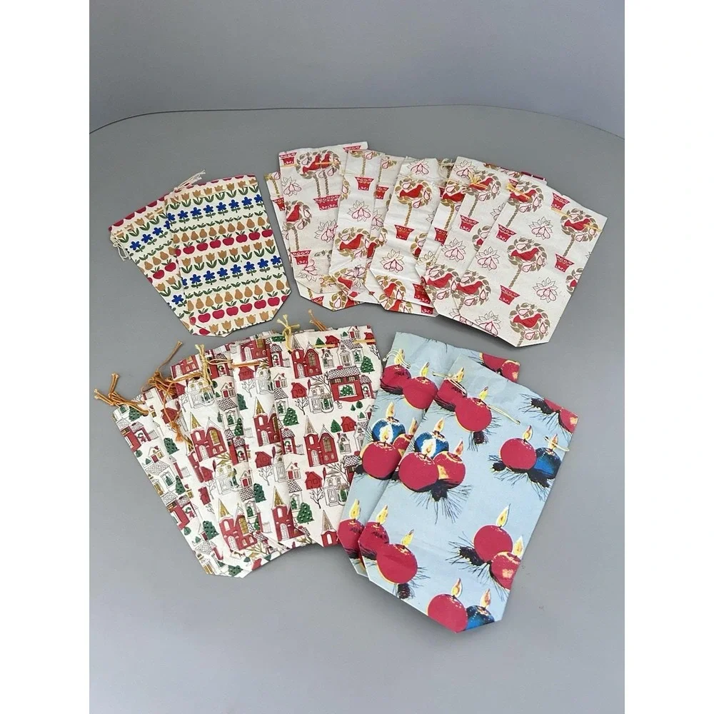 Vintage Christmas CHADWICK MILLER Small Drawstring Paper Gift Treat BAGS